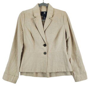DS by Debbie Shuchat Cream Linen Blazer Sz 2 Lined Jacket Casual Office Neutral